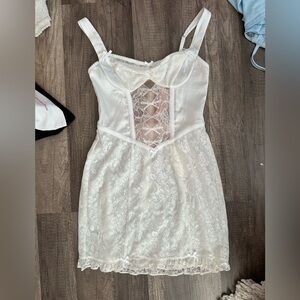 White lace mini dress